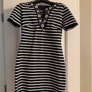 Michael Kors Navy and White Striped Mini Dress